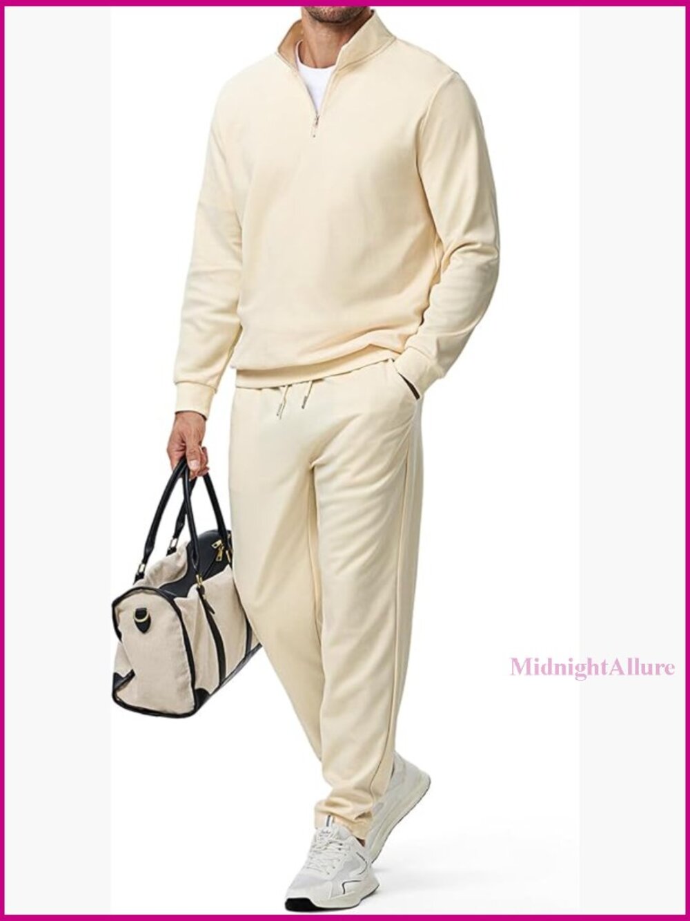 Men's 2-Piece Quarter Zip Twill Jogger Set Tracksuit Loungewear